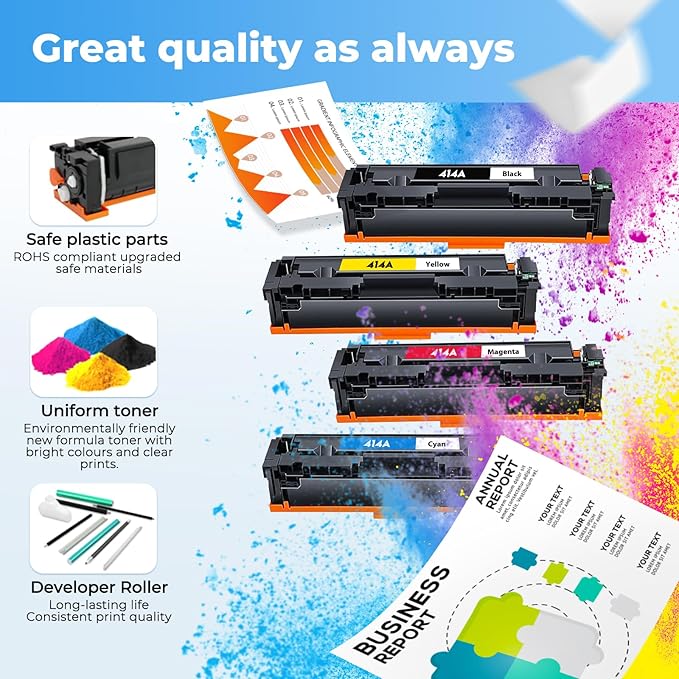 414A Toner Cartridges Compatible MFP M479fdw for HP 414A 414X Toner Compatible for Color Laser Jet Pro MFP M479fdw MFP M479fdn M454dw M454dn MFP M480f M455dn Printer, W2020A W2020X (4 Pack, with Chip)