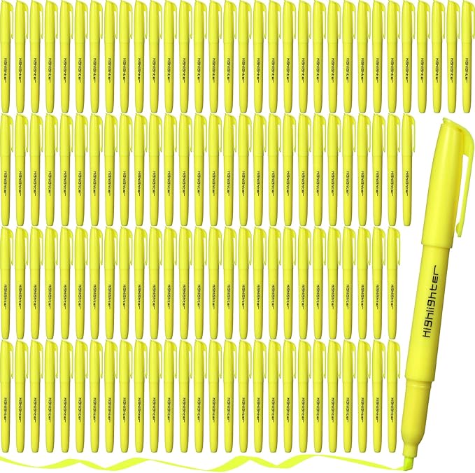 180 Pcs Highlighter Markers Bulk, Chisel Tip Aesthetic No Bleed Pastel Highlighter Pens Quick Drying Liner Markers for Adults Kids Highlighting in The Home School Office Classroom Supplies (Yellow)