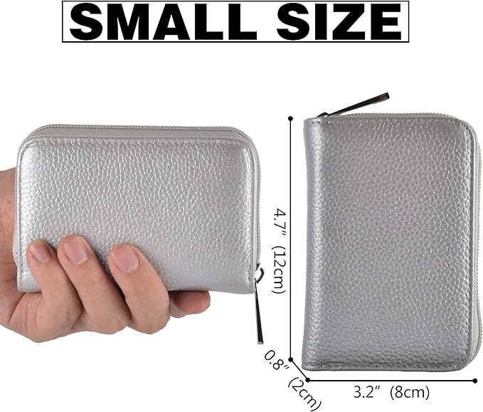 Easyoulife Genuine Leather Credit Card Holder Zipper Wallet With 26 Card Slots