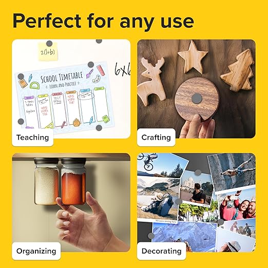 Heavy Duty Magnets for Crafts - Ultra Strong Round Magnets for DIY, Home Space Organization & Decoration - Perfect Size for Whiteboard & Fridge (200 pcs, 0.7x0.2)