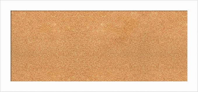 Amanti Art Natural Cork Board for Wall, 17x37 Vision Board with White Frame, Medium Corkboard Office Decor for Home Organization, Casual Corkboard Pinboard to Display Items for Home Organization in
