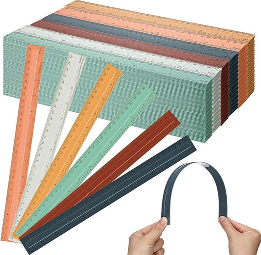 240 Pcs 12 Inch Plastic Rulers Bulk, Back to School Supplies, Assorted Colored Flexible Metric Rulers with Centimeters and Inches Measuring Tool for School Classroom Students(Boho)