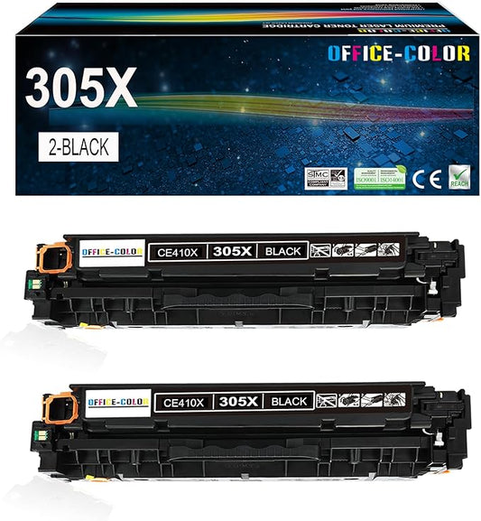 305A 305X Black High-Capacity CE410X Toner Cartridge Replacement for HP Laserjet Pro 400 Color M451dn M451nw M451dw MFP M475dw M475dn Pro 300 M375nw (2 Pack)