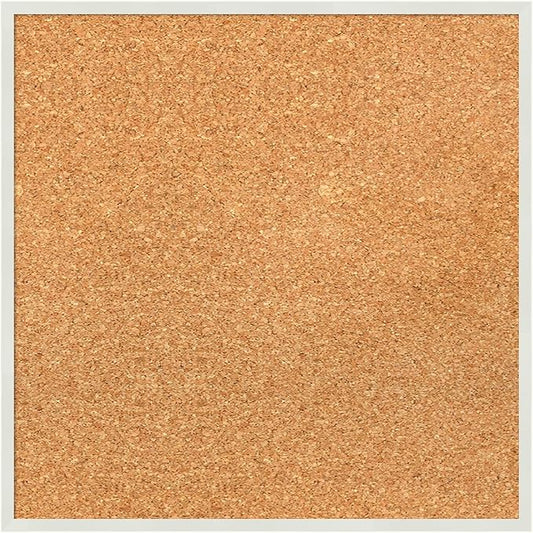 Amanti Art Natural Cork Board for Wall, 17x17 Vision Board with White Frame, Small Corkboard Office Decor for Home Organization, Modern Corkboard Pinboard to Display Items for Home Organization in