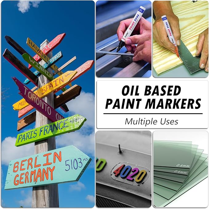 Brown Paint Markers, 3 Pack Oil-Based Waterproof Quick Dry Permanent Paint Pen Set for Rocks Painting, Wood, Fabric, Plastic, Canvas, Glass, Mugs, Metal, Tire, Stone, DIY Craft