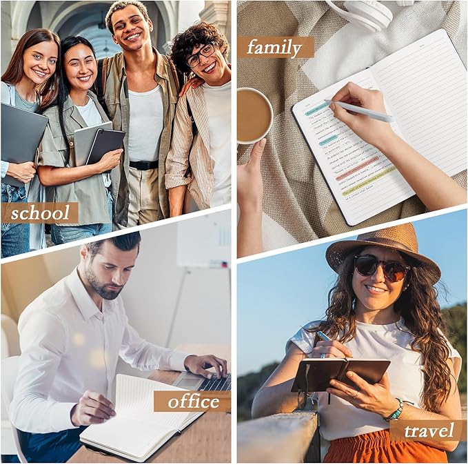 deli 6-Pack Black Lined Journal Notebook, 160 Pages Hardcover Writing Notebook, A5 (5.5"x8.2") College Ruled Notebook for Office, School, Work Notes