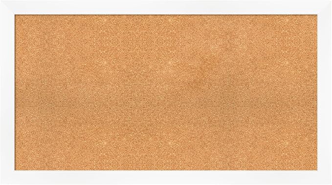 Amanti Art Natural Cork Board for Wall, 25x45 Vision Board with White Frame, Oversize Corkboard Office Decor for Home Organization, Modern Corkboard Pinboard to Display Items for Home Organization in