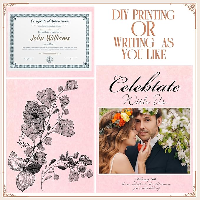 Epakh 200 Sheets Old Age Parchment Paper 8.5 x 11 Inch Standard Letter Vintage Colored Old Parchment Semblance Double Side Printing Paper(Light Pink)