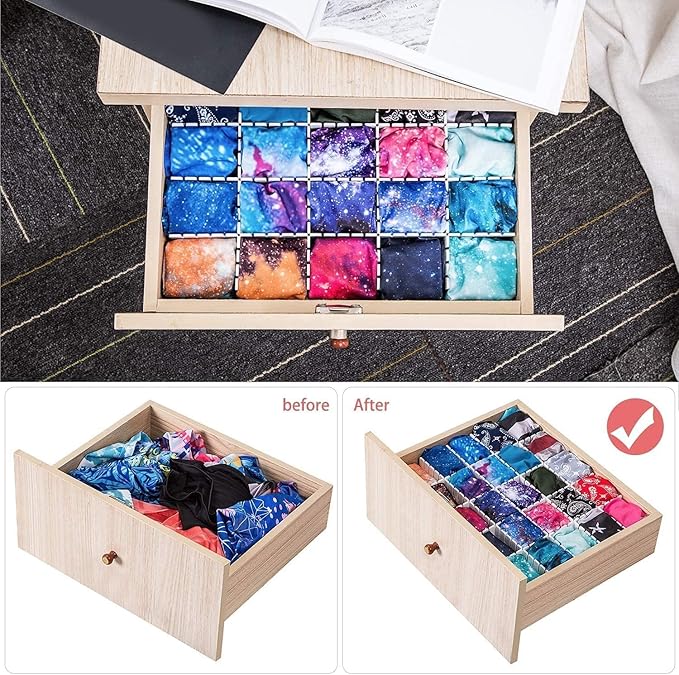 18Pcs Drawer Dividers, Adjustable Drawer Organizer for Socks, Underwear, Makeup, Can Help Tidy Kitchen, Bedroom, Dresser White