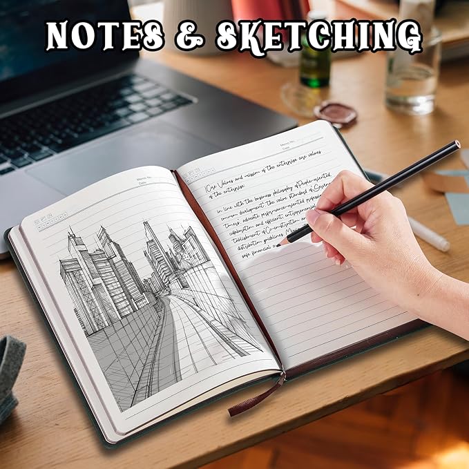 2025 Leather Vintage Journal Notebook,300 Pages,Leather Softcover Lined Journal Notebooks for Women Men,Notebook Journals for Writing Travel,Business,Office,5.7'' X 8.3'',Green