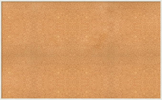Amanti Art Natural Cork Board for Wall, 33x53 Vision Board with White Frame, Oversize Corkboard Office Decor for Home Organization, Modern Corkboard Pinboard to Display Items for Home Organization in