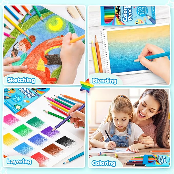432 Count Colored Pencils Bulk, 36 Pack Colored Pencils for Kids, Pre-sharpened Coloring Pencils in 12 Vibrant Colors, Bulk School Supplies for Teachers, Classroom Prizes, Drawing Art Supplies