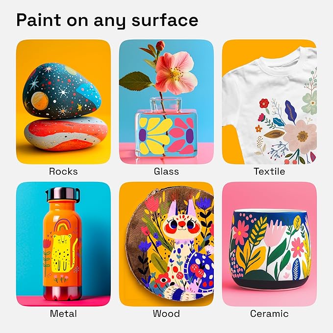 ARTISTRO 12 Dual Tip Fabric Markers - Acrylic Drawing Markers for All Ages & Levels - Fabric Paint Pens for Personalizing Clothes, T Shirts, Bags, Canvas, Textiles (Brush + Fine)