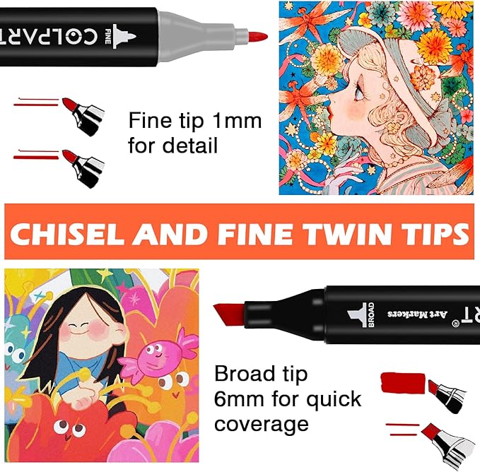 120 Colors Alcohol Markers Set Dual Tip Art Markers for Kids Marker Pens with Pen Holder and Case for Adult Painting Supplies Perfect for Painting, Coloring Book, Sketching and Drawing