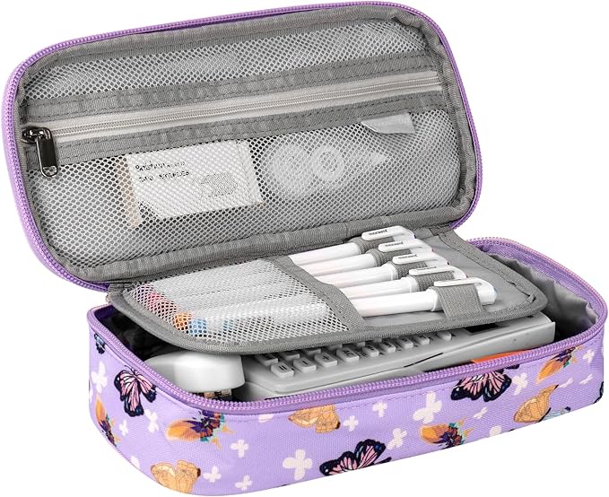 Choco Mocha Butterfly Pencil Case for Girls, Soft Pencil Case Kids Pencils Pouch for Kindergarten Girls, Purple