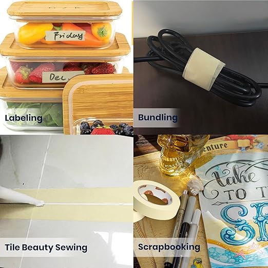 General Purpose Masking Tape Beige White 1.88 Inches x 60 Yards, Bulk Painters Tape for Painting, Labeling, DIY Arts Crafts, Home Office School Projects, 36 Rolls