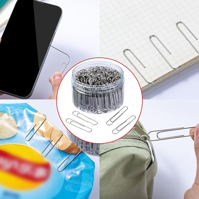 Colored Jumbo Paper Clips, 300pcs 2 Inch (50 mm) Paper Clip Paperclips Colorful Clips for Paperwork Ideal for Home, School and Office Use Colored