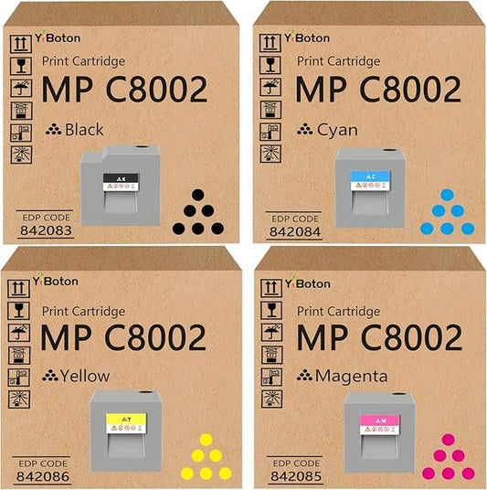High Yield MPC8002 MPC6502 Toner Cartridge Black Cyan Magenta Yellow 842083 8422084 842085 842086 Toner Replacement for Ricoh Savin Lanier MP C6502 MP C8002 Printer