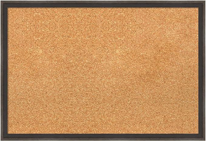 Amanti Art Natural Cork Board for Wall, 17x25 Vision Board with Brown Wood Frame, Medium Corkboard Office Decor for Home Organization, Casual Corkboard Pinboard to display items for home organization