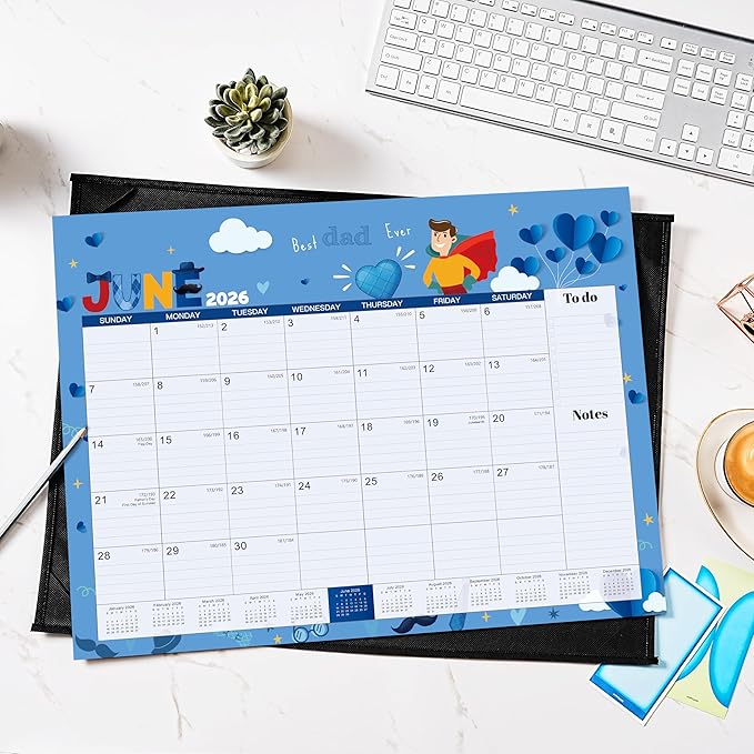 2026 Desk Calendar - Large Desk Calendar 2026, Jan.2026 - Dec.2026, 22" x 17", 2026 Calendar with Corner Protectors + Large Ruled Blocks, To-do & Notes, 12 Different Themes