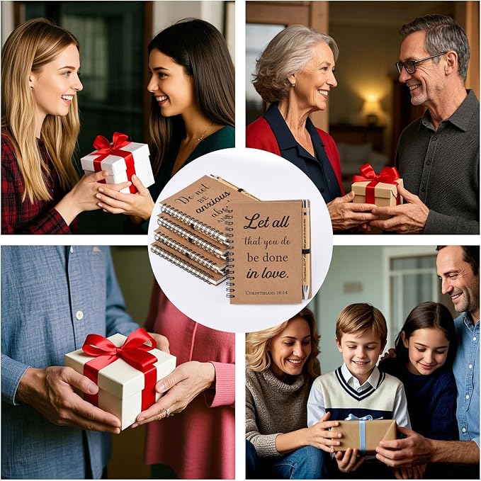 60 Pcs/30 Set Christian Gifts Spiral Notebooks Bulk Journals with Christian Pens Prayer Journal Christian Journal for Women and Men, Perfect Home Gifts