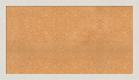Amanti Art Natural Cork Board for Wall, 27x47 Vision Board with White Frame, Oversize Corkboard Office Decor for Home Organization, Country Rustic Corkboard Pinboard to Display Items for Home