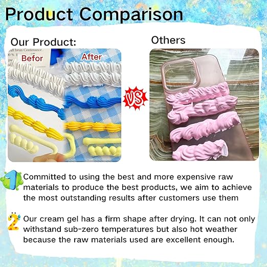 ASTRYAS 10PCS 100g Cream Glue Kit, Decoden Kit, Fake Whipped Cream Glue Clay Frosting with Decorating Tips for Crafts Handmade Phone Case Mirror Jewelry Accessories (Rainbow Theme)