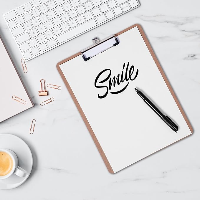 Clipboards Bulk, Woswel Hardboard Office Clipboards 48 Pack,9 X 12.5 Inch Recycled Wood Clip Boards,Low Profile Clip Boards for Home School & Office Supplies