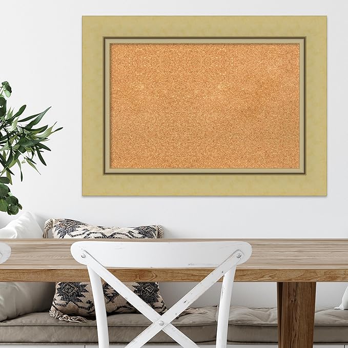 Amanti Art Natural Cork Board for Wall, 22x30 Vision Board with Gold Frame, Medium Corkboard Office Decor for Home Organization, Casual Corkboard Pinboard to Display Items for Home Organization in