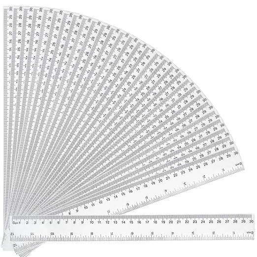 30 Packs Clear Plastic Ruler 12 Inch with Centimeter and Millimeter, Metric Rulers Bulk for Kids Classroom School Office