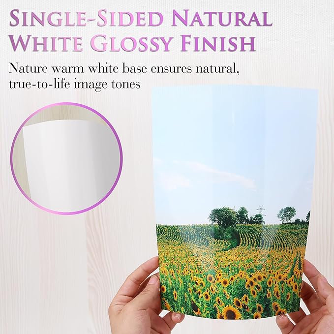 A-SUB Heavyweight Glossy Photo Paper 8.5 x 11 Inch 61lb 230GSM Thick Photo Printer Paper for DIY Cards Calendars for Inkjet Printers 100 Sheets
