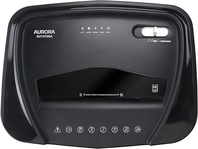 Aurora AU1415XA 14-Sheet Crosscut Paper/CD and Credit Card Shredder/ 5-Gallon pullout Basket/ 10 Minutes Continuous Run Time