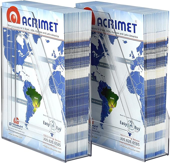 Acrimet Magazine File Holder, Durable Rack, Space-Saving Organizer (Plastic) (Clear Crystal Color) (2 pack)