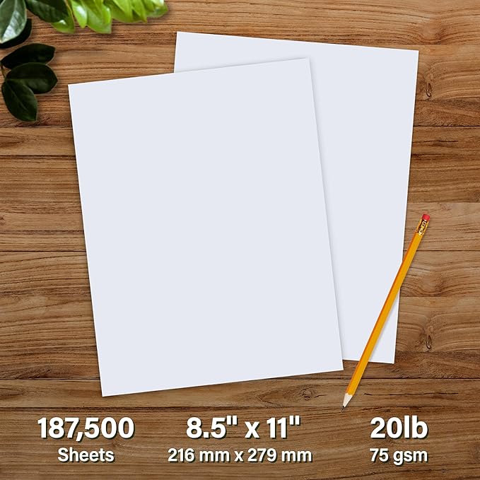 Elementree Sustainable Printer Paper 8.5" x 11" - Made from Sawmill Waste - 20 lb Copy & Multipurpose Computer Paper - 375 Reams, 75 Cartons, 187,500 Sheets - Made in the USA (00918PAL)