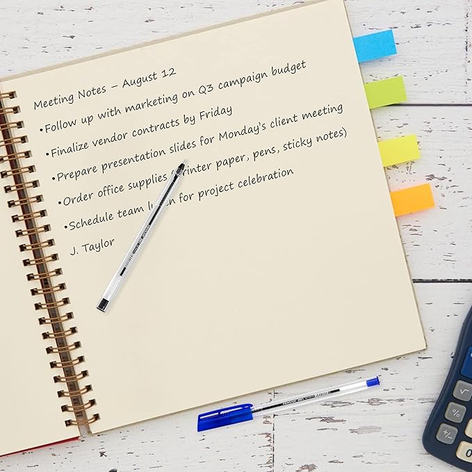 Ballpoint Pens Bulk Pack, 150-Count – 100 Black & 50 Blue Ink Pens, 1.0mm Medium Point, Ergonomic Triangle Grip