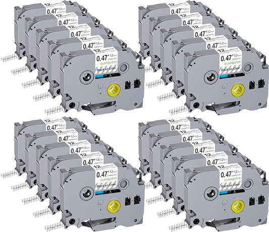 20-Pack TZe131 TZe TZ Tape 12mm 0.47 Laminated Clear Label Tape Compatible with Brother P Touch Label Maker Tape TZe-131 TZ-131 TZ131 for Brother PTD210 PTD220 PTD600 PTD410 PTD202 Printer