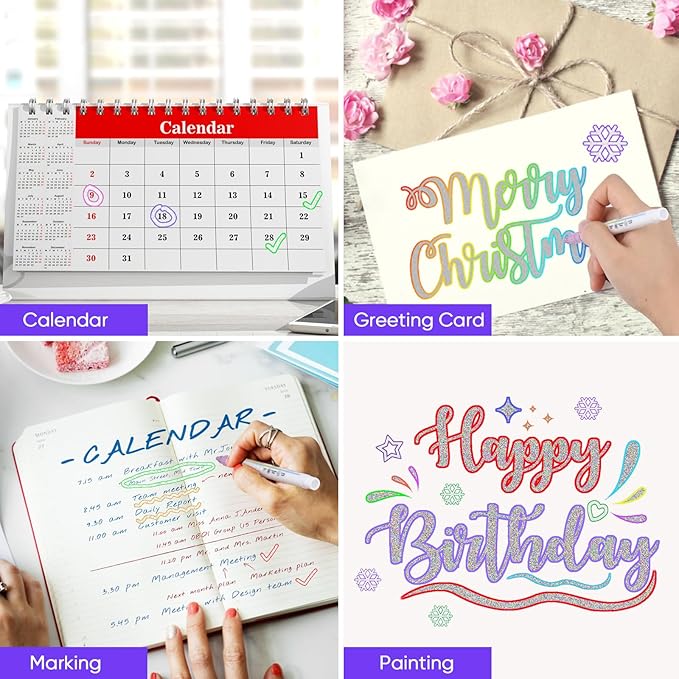 Double Line Outline Markers,2Pack X12 Colors Glitter Markers，Metallic Sparkle Pen for Drawing，Tween Teen Girl Gifts Trendy Stuff 4-16 Year Old,Art Supplies for Kids 9-12