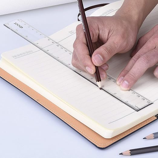 Eboot 2 Pack Clear Plastic Ruler 12 Inches Straight Ruler Plastic Measuring Tool for Student School Office