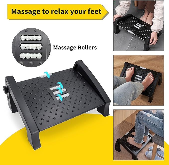 Foot Rest for Under Desk, Foot Stool with Removable Memory Foam Cushion, Leg Rest for Office & Home Work (JDTJ-RD)