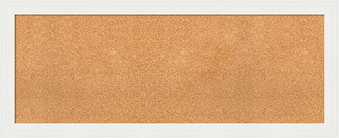Amanti Art Natural Cork Board for Wall, 19x47 Vision Board with White Frame, Oversize Corkboard Office Decor for Home Organization, Casual Corkboard Pinboard to Display Items for Home Organization in