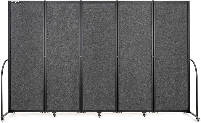 Folding Room Partition,Privacy Room Screen with Arms,Office Dividers Partition Wall,10'2"L* 6'7"H,Dark Grey