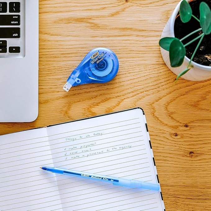 BIC White Out Tape- Tear Resistant, Clear Dispenser EZ Correct Correction Tape - 39.3 Feet Each - Pack of 7