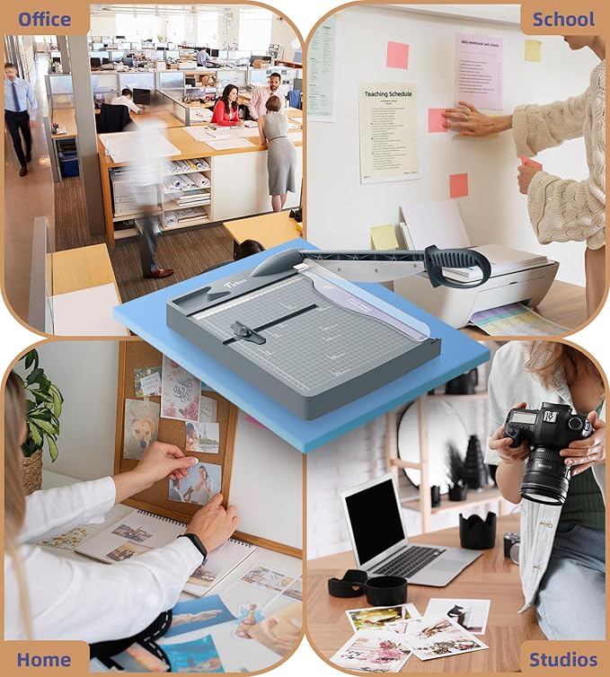 Firbon 12" Guillotine Paper Cutter, Heavy Duty 30-Sheet Capacity Trimmer for Cardstock, Photos, Scrapbooking, Office, Classroom, Studio (Gray)