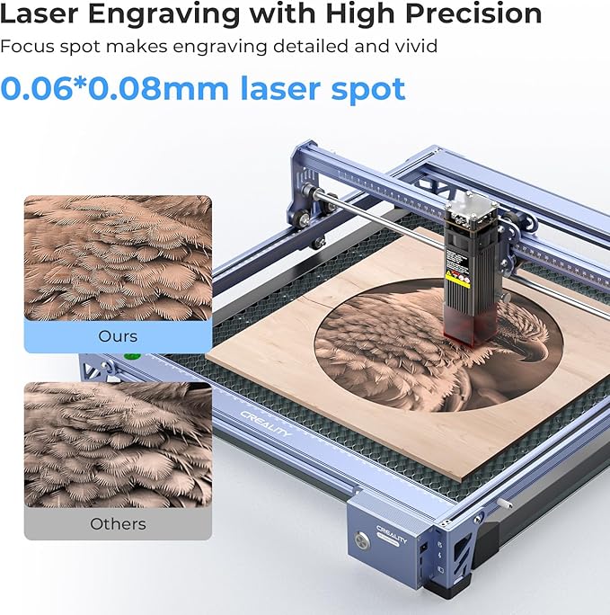 Creality Falcon 10W Laser Engraver Machine with Honeycomb Laser Bed 500x500, 10000mm/min, 0.06mm Laser Cutter for Wood, Acrylic, and Metal, Easy Setup, Ready to Work Out of The Box