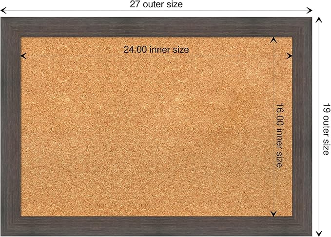 Amanti Art Natural Cork Board for Wall, 19x27 Vision Board with Brown Wood Frame, Medium Corkboard Office Decor for Home Organization, Rustic Farmhouse Corkboard Pinboard to display items for home