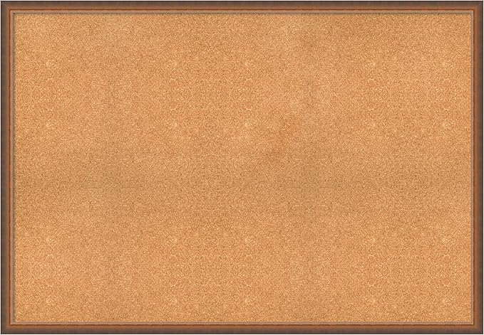 Amanti Art Natural Cork Board for Wall, 36x52 Vision Board with Bronze Frame, Oversize Corkboard Office Decor for Home Organization, Modern Corkboard Pinboard to Display Items for Home Organization