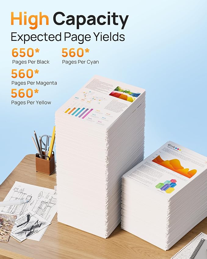 E-Z Ink Remanufactured Ink Cartridge Replacement for Epson 802XL 802 T802XL T802 to use with Workforce Pro WF-4740 WF-4730 WF-4720 WF-4734 EC-4020 EC-4030 (1 Black, 1 Cyan, 1 Magenta, 1 Yellow)