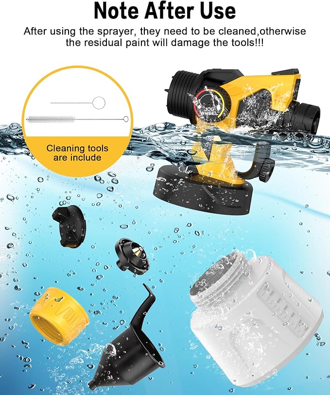 700W Power Airless Paint Sprayer HVLP Spray Gun(Contain with Blowing Joints, 4 Nozzles&3 Patterns,1200ml Paint Container) Suitable for House Painting, Cabinets, Decks, Stain, Door