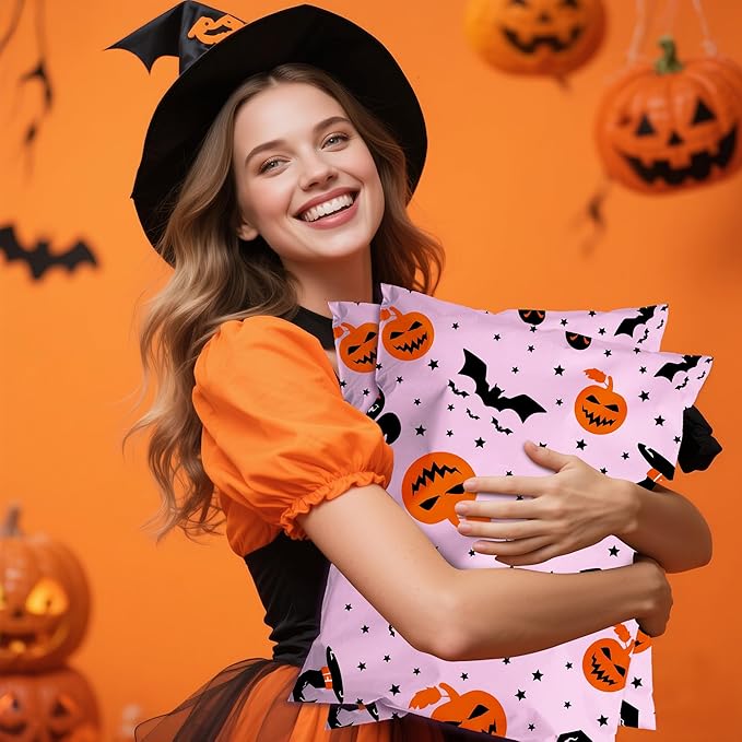 Halloween Poly Mailer 10x13 Inch 100 Pcs, Waterproof Shipping Bags for Clothing, Tear-Resistant Mailier Bags, Strong Mailing Bags with Self-Seal - Purple