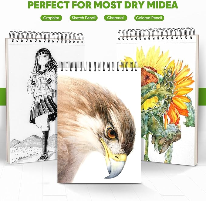 College Graduation Gifts, Halloween Christmas Gifts, Nursing Student Essentials, Teacher Appreciation Gifts, Soucolor 9" x 12" Yellow Sketch Book, 1-Pack 100 Sheets Spiral Bound Drawing Paper